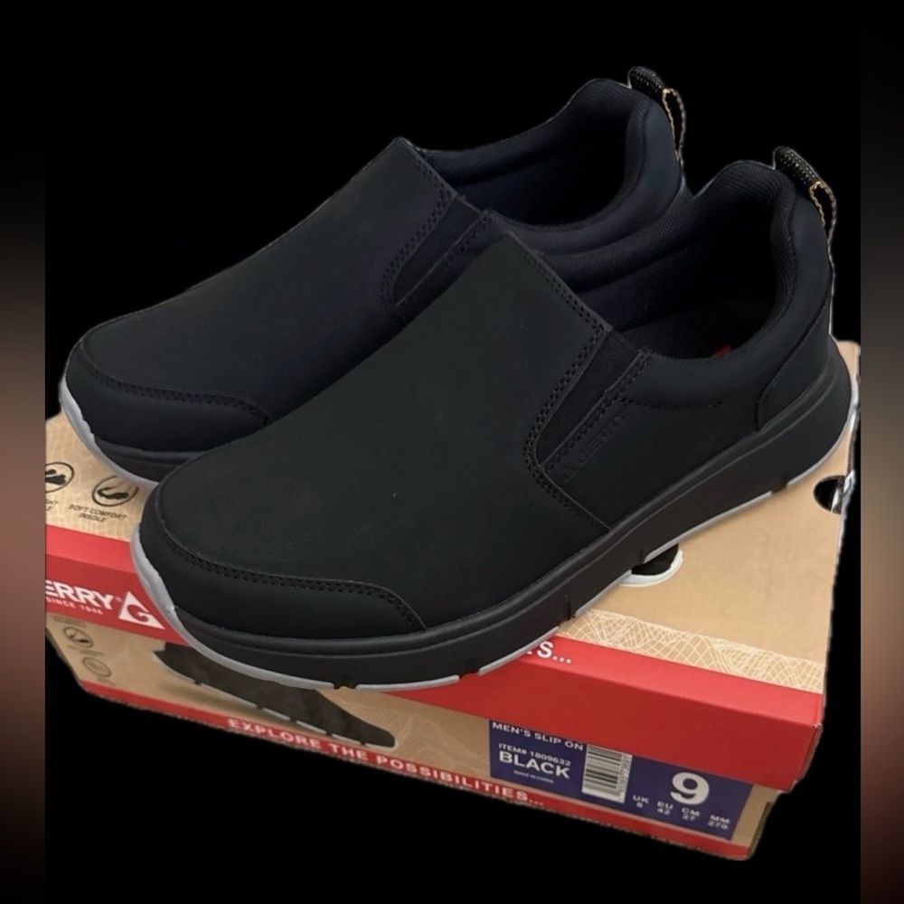Gerry Moc II Slip-on Shoes Men’s 9 M Black Comfort Loafers PU Leather NEW NIB